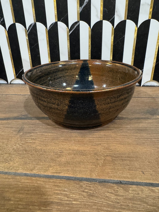 Large Brown Stripe Pottery Bowl