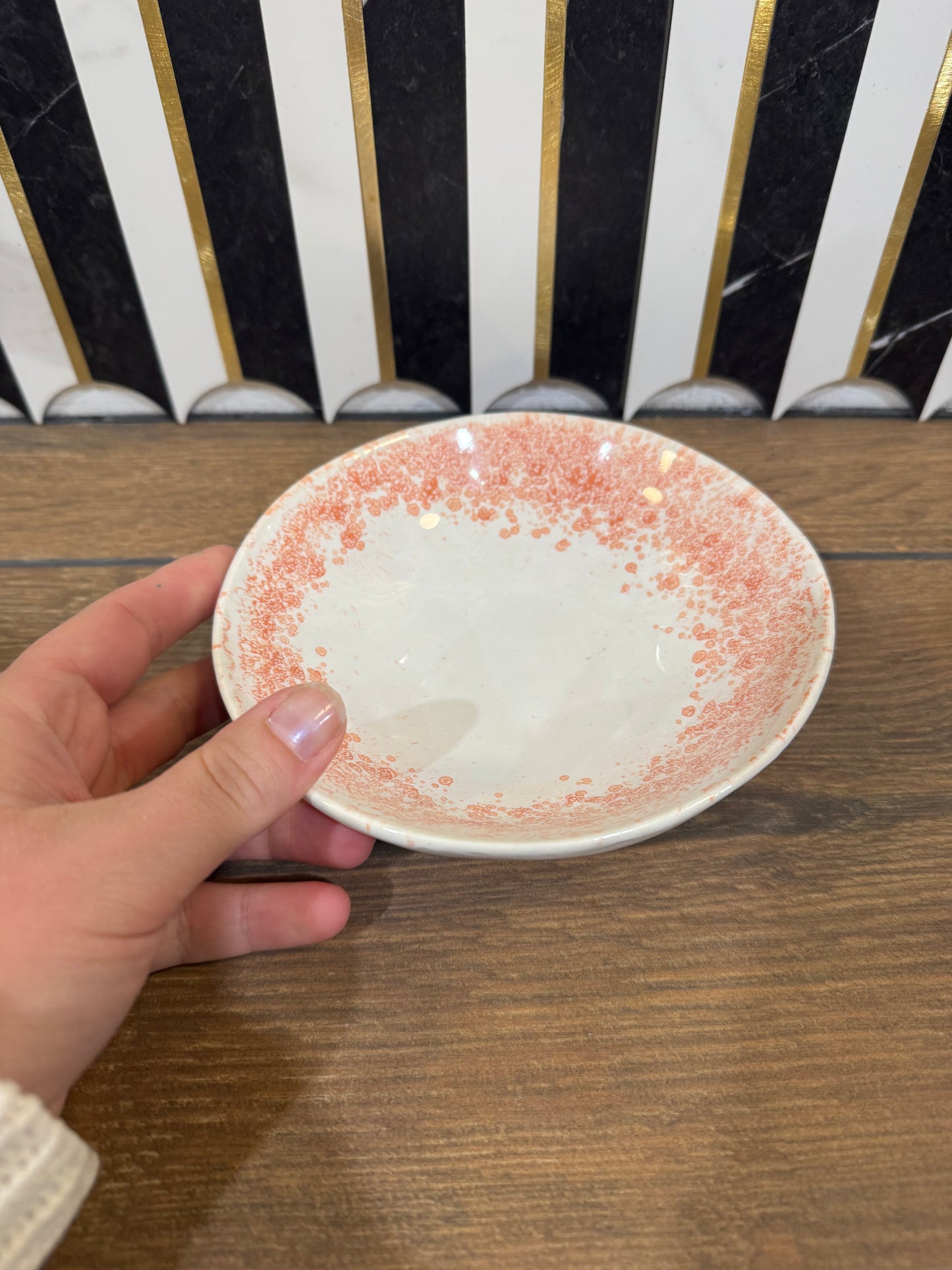 Small Red and White Pottery Bowl