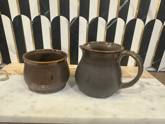 Pottery Sugar and Cream Set