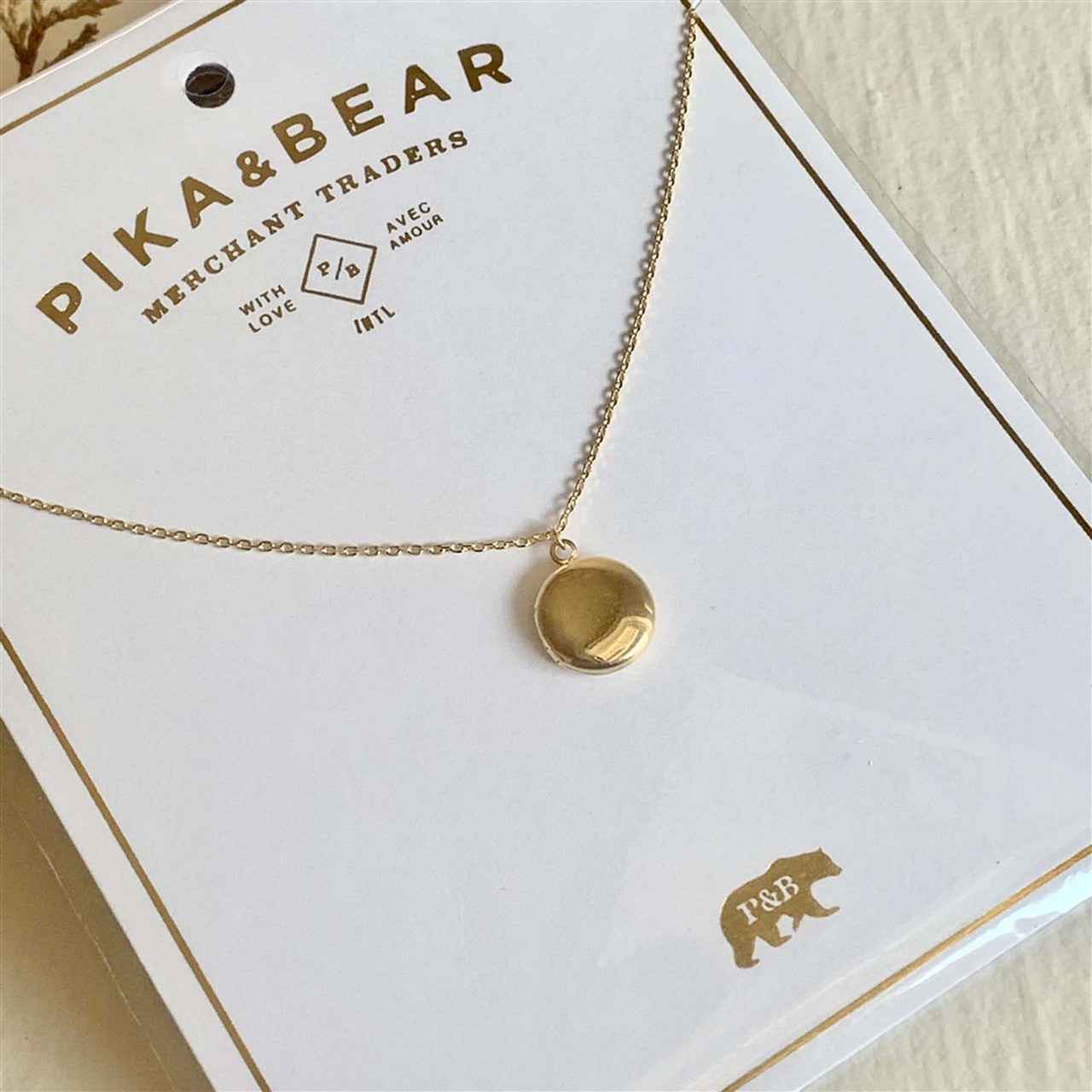 Pika & Bear Round Locket Necklace