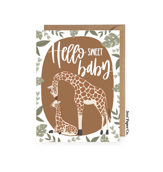 Hello Sweet Baby Giraffe Card