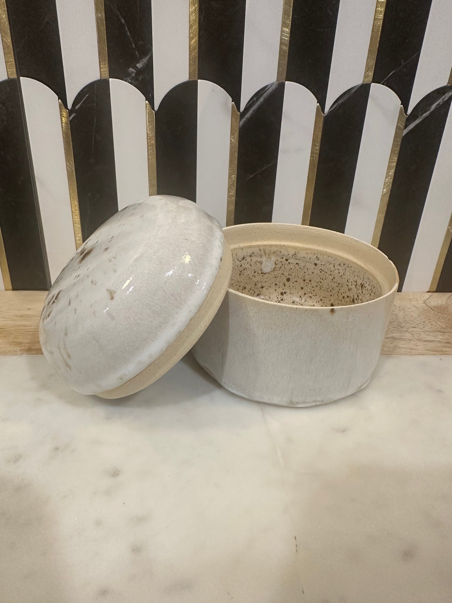 Speckled Pottery Storage Container