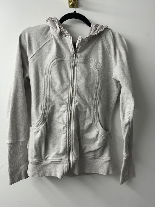 Lululemon Back To Class Heather White Glen Check Hoodie Jacket size 4