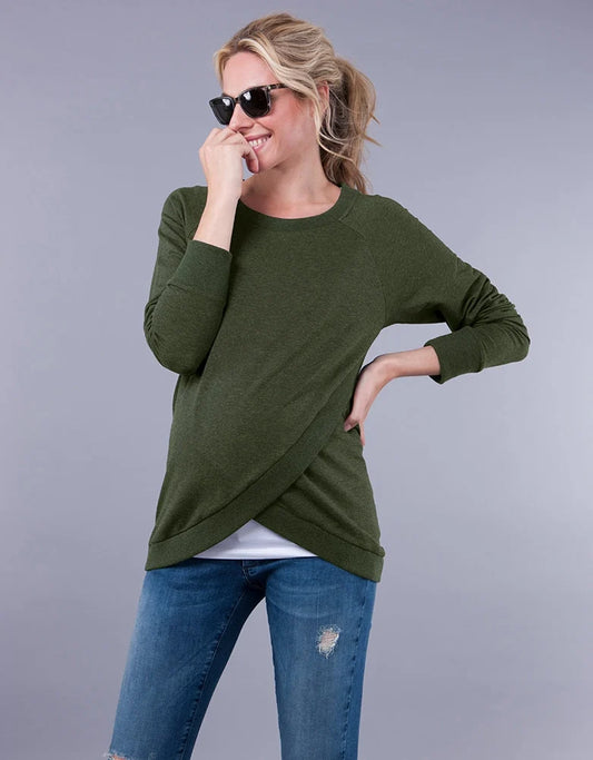 Seraphine Maternity & Nursing Sweater Green - Size Small