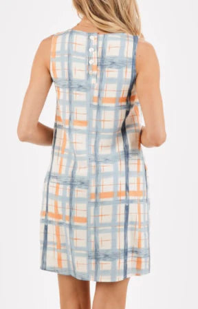 Soft Plaid Dress with Button Up Back & Pockets