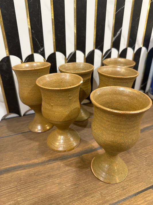 Set of 6 Pottery Goblets