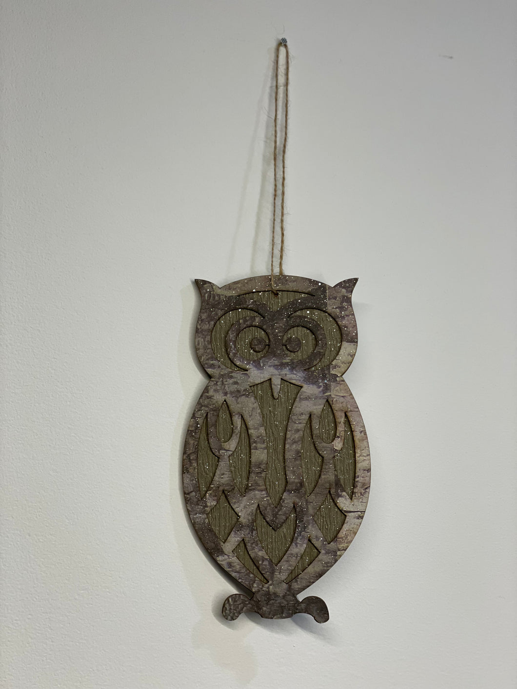 Tall Owl Wooden Christmas Ornament