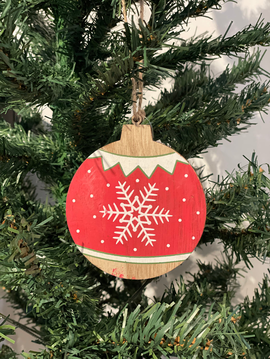 Wooden Ball Ornament - Red