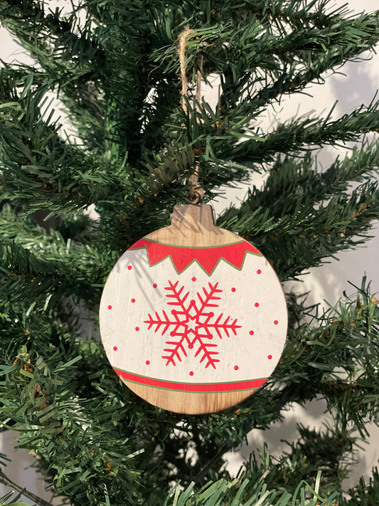 Wooden Ball Ornament - White