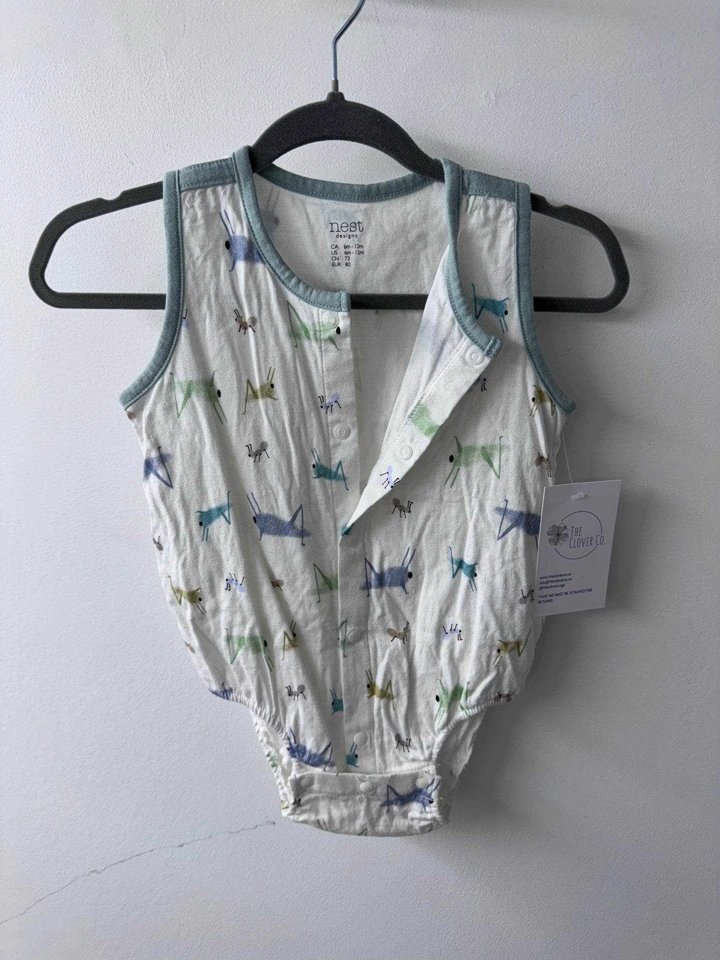 Nest Designs Sleeveless Bamboo Onesie - Size 6/12 Months