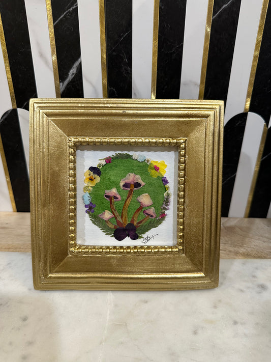 Floral Garden Art - Green Circle Mushroom