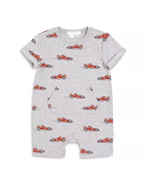 Firsts By Petit Lem Boys Race Car Print Romper - Size 18 Months