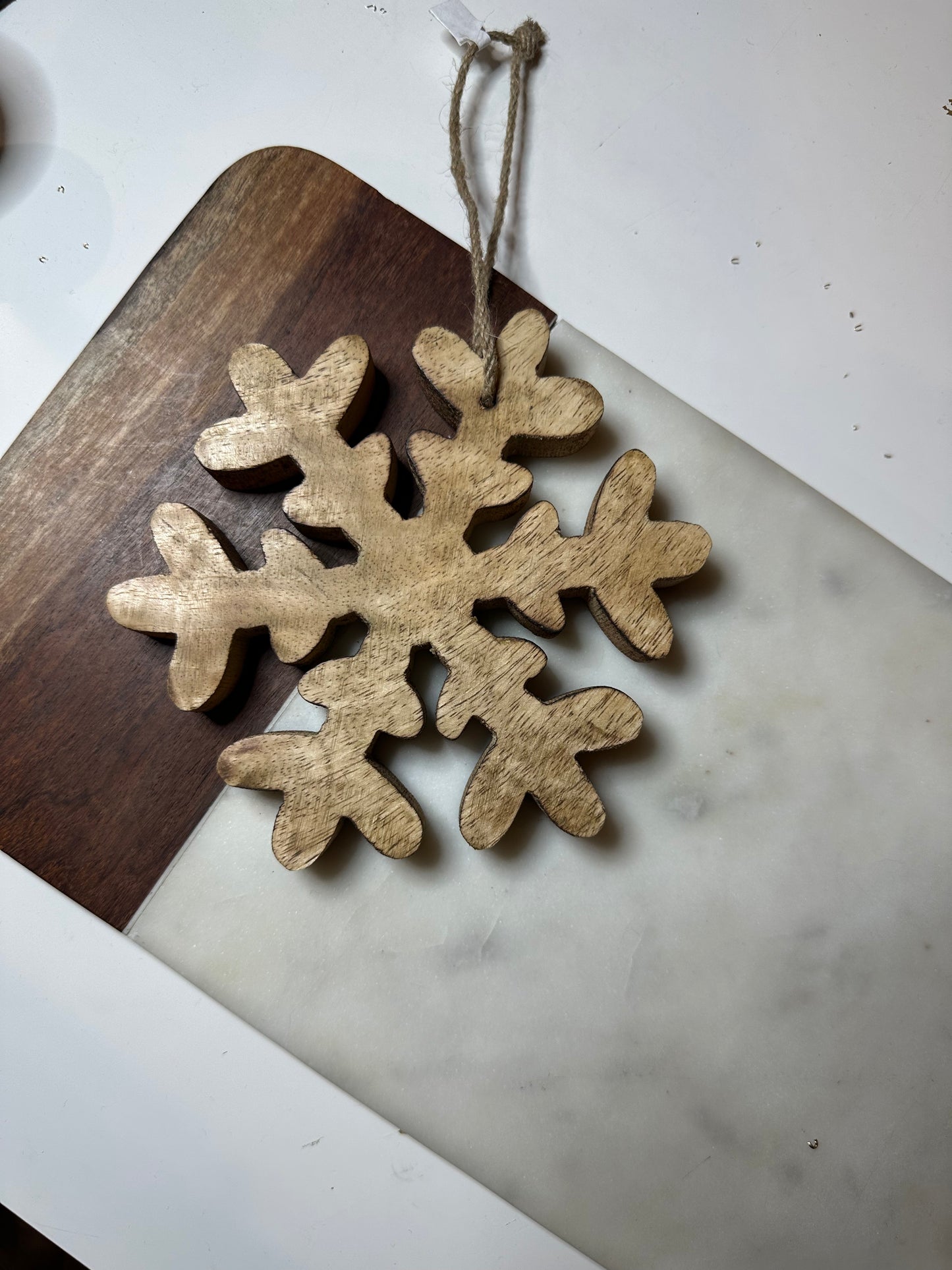 Large Mango Wood Snowflake Ornament