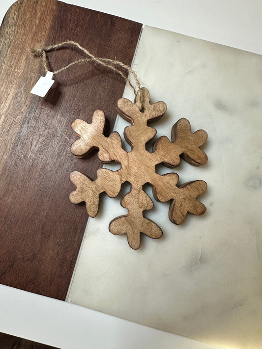 Small Mango Wood Snowflake Ornament