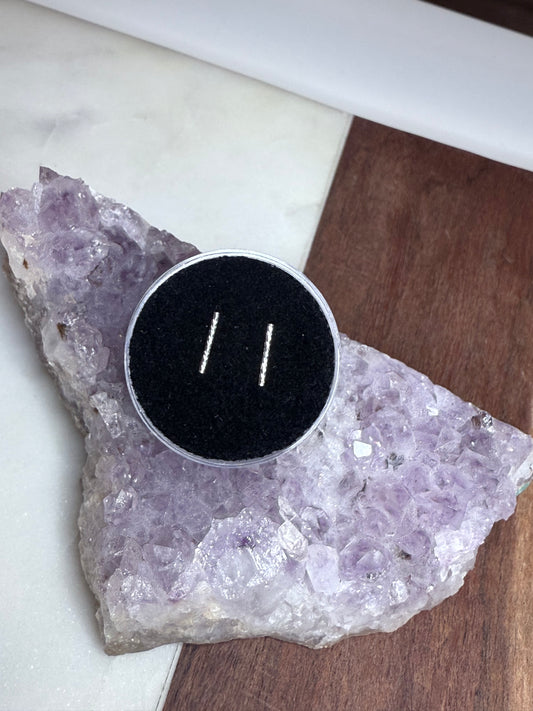 10mm Sparkle Bar Staple Studs Earrings Sterling Silver .925