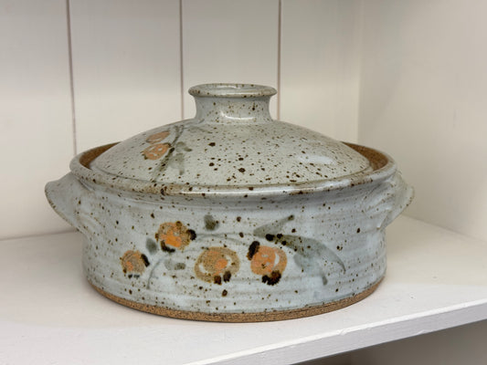 Grey/Floral Pottery Casserole Dish