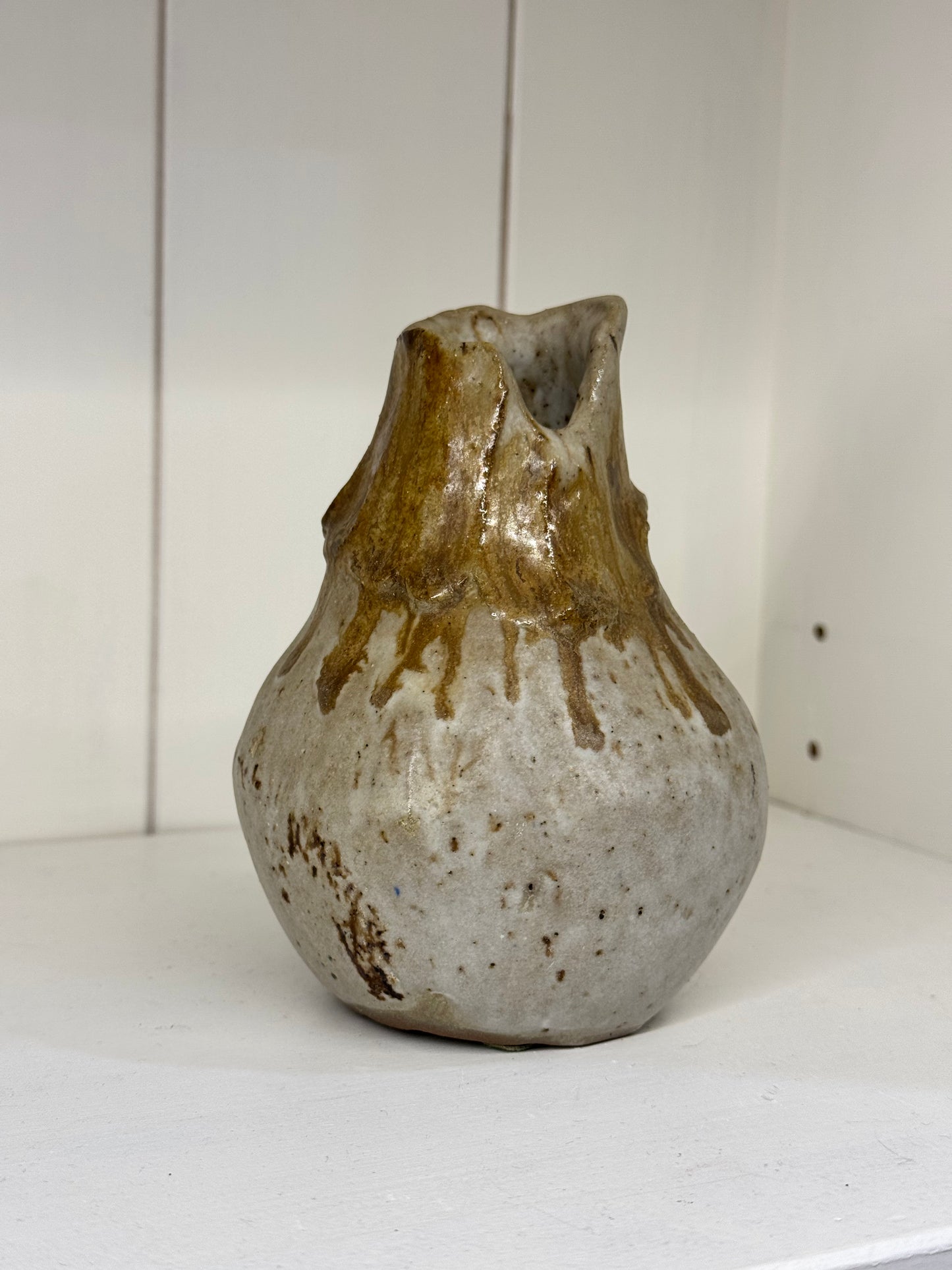 Rustic Pottery Vase - Caramel/Grey