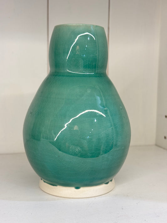 Teal Pottery Bud Vase