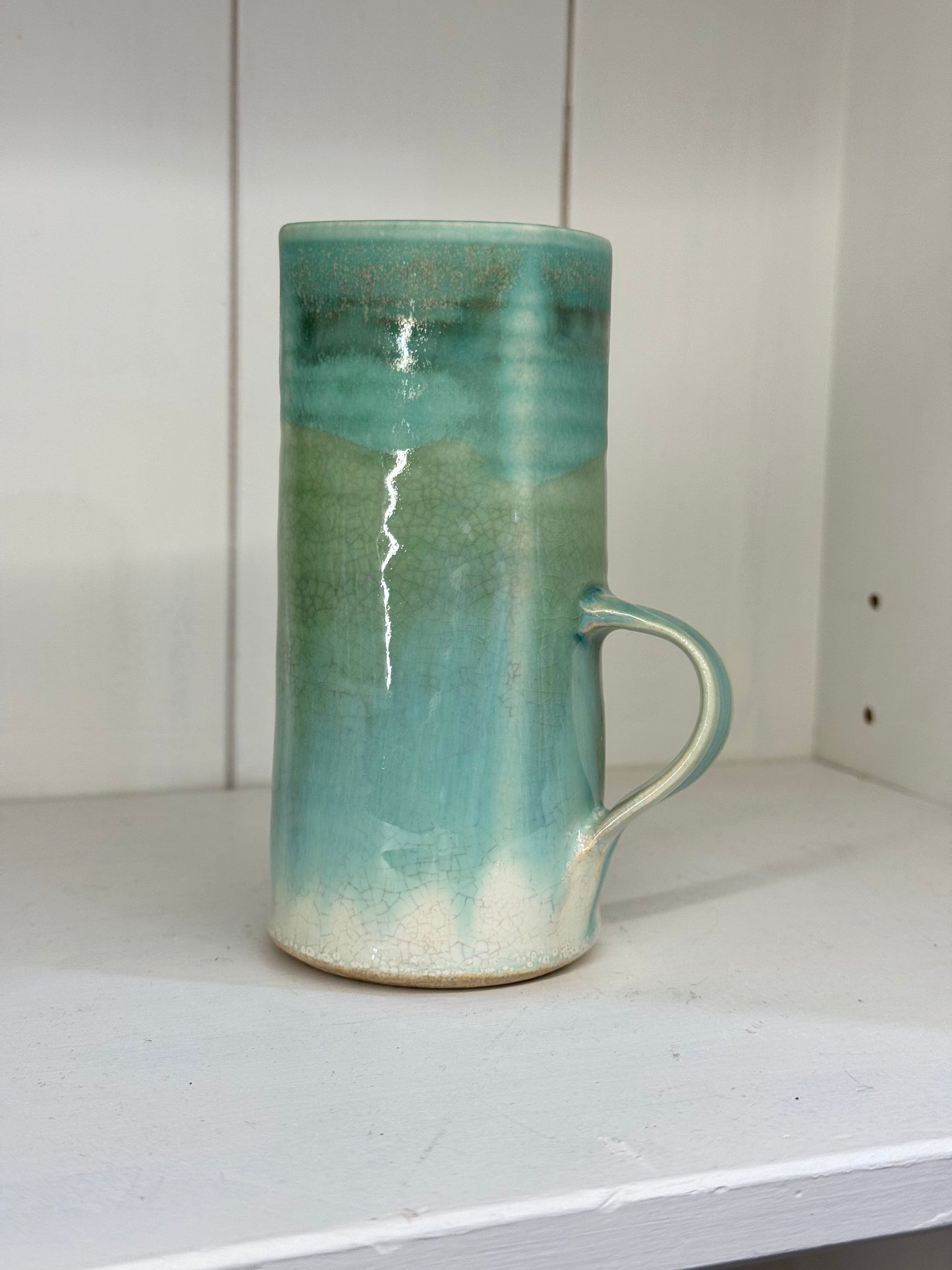 Light Teal Skinny Pottery Mug