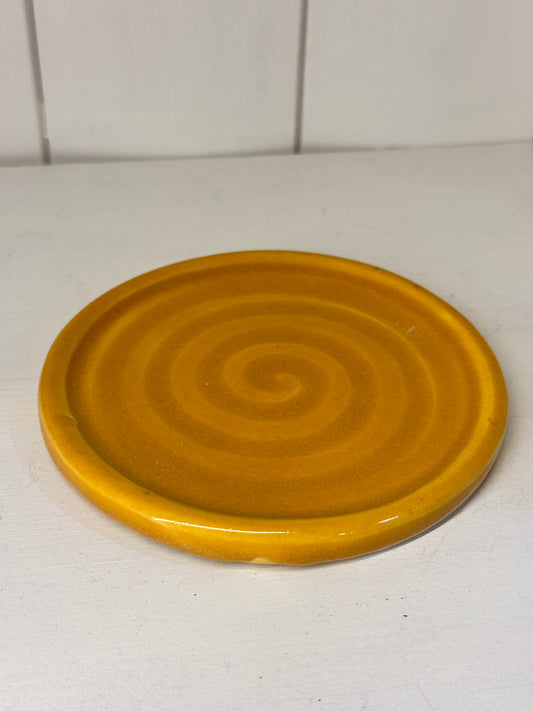 Single Mustard Yellow Pottery Coaster