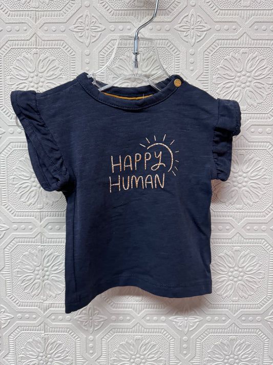 Noppies Happy Human Tshirt- Size 1/2 Months