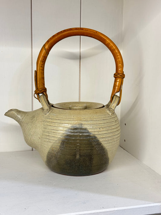 Pottery Tea Pot Bamboo Handle