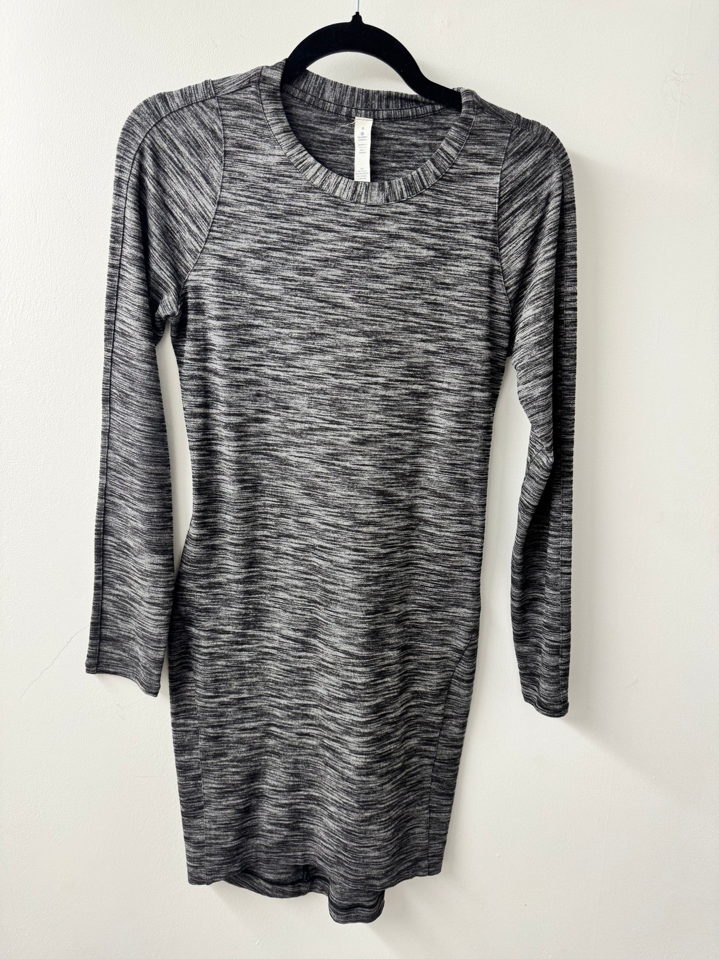 LULULEMON &go WHERE TO DRESS LONG SLEEVE  6 HEATHERED BLACK