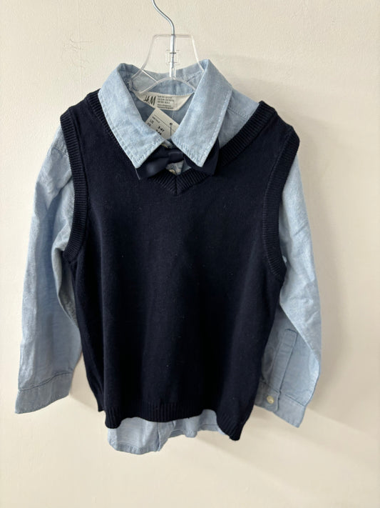 H&M Shirt,Vest and Bow Tie 3-4T