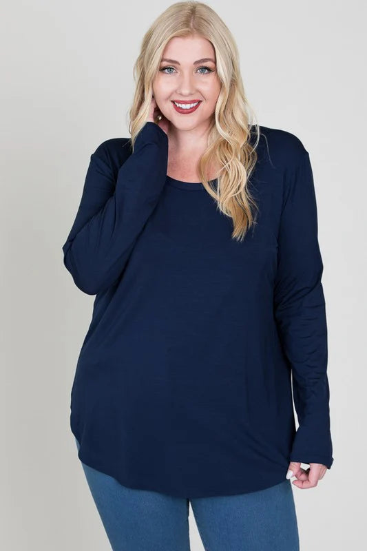 Navy Long Sleeve Modal Top