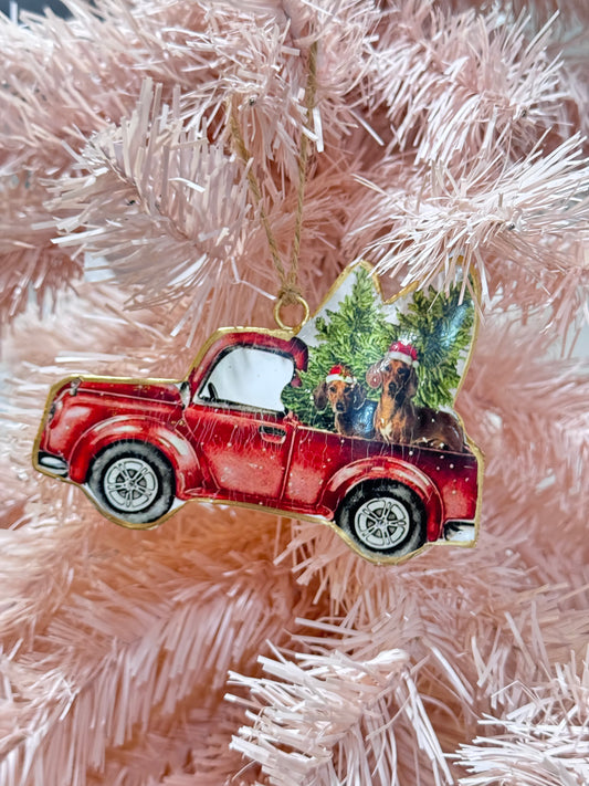 Dogs In Truck Ornament