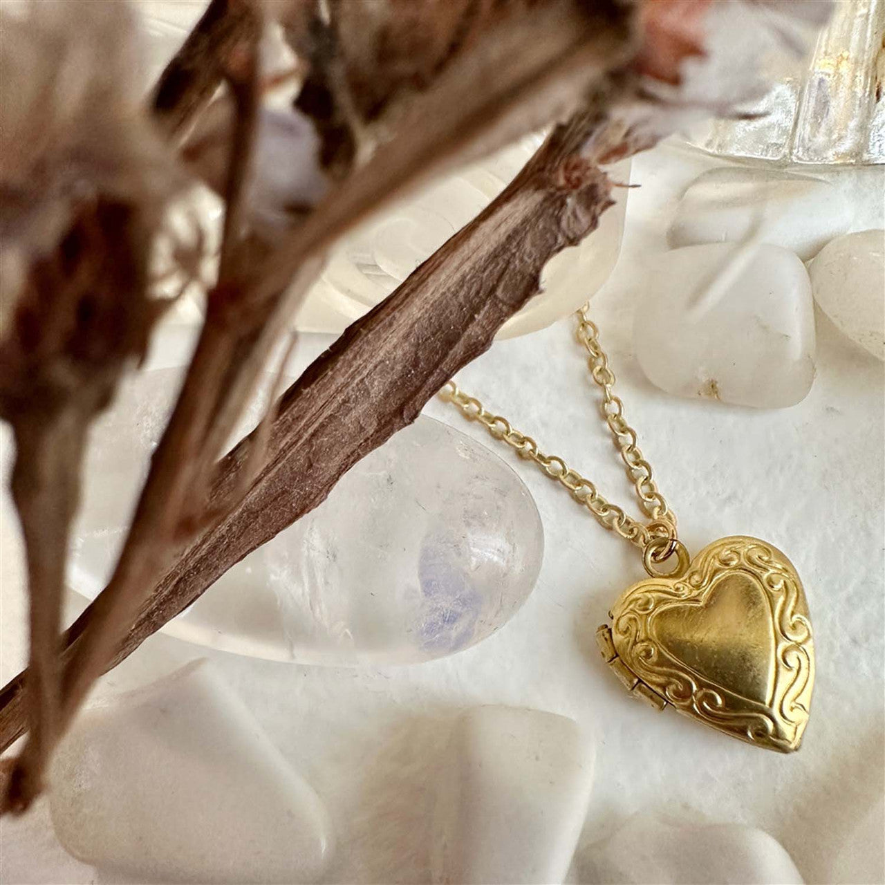 Vintage Heart Shaped Locket | Raw Brass