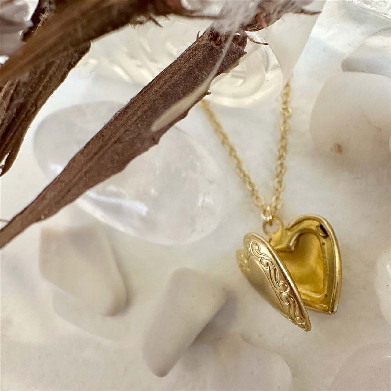 Vintage Heart Shaped Locket | Raw Brass