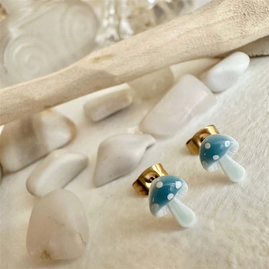 Porcelain Mushroom Stud Earring