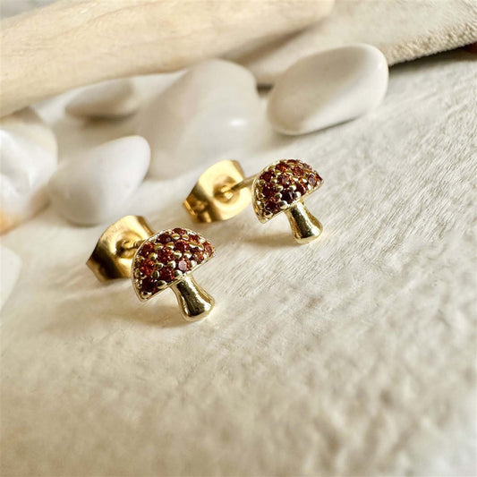 Gem Encrusted Mushroom Stud Earring