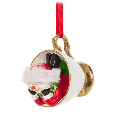 Snowman In Teacup Ornament