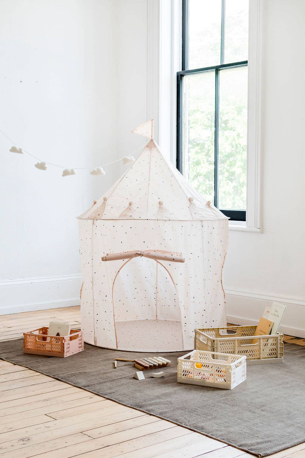 3 Sprouts - Recycled Fabric Play Tent Castle - Prints: Terrazzo Clay