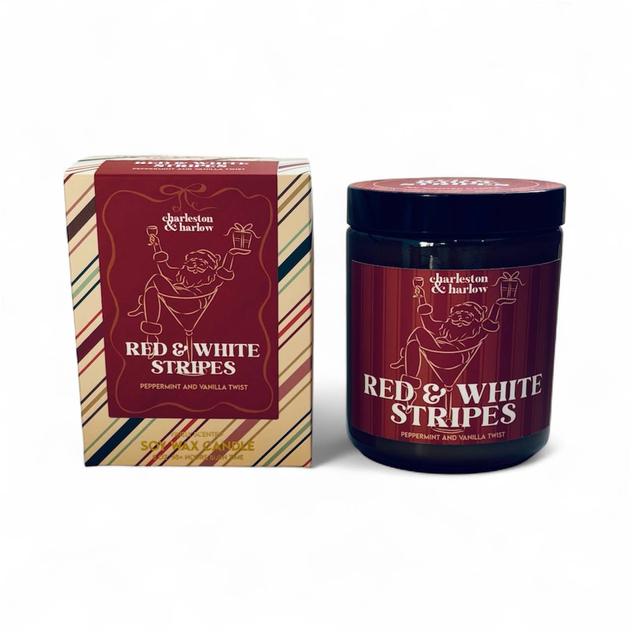 Charleston & Harlow Candle Co. - *HOLIDAY* Red & White Stripes Soy Wax