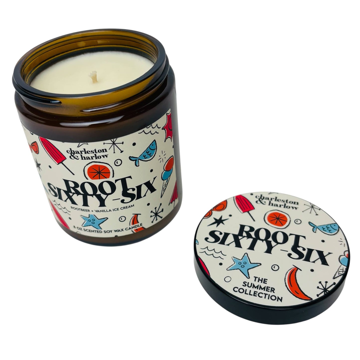 Charleston & Harlow Candle Co. - SUMMER Root Sixty-Six - Rootbeer Vanilla IceCream Soy Candle