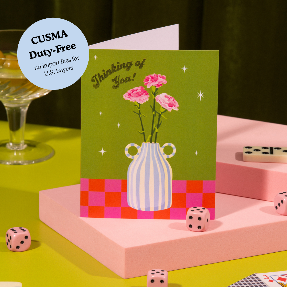 Lucky Goods Paper - Thinking of You! Flowers in Vase – Foil Greeting Card