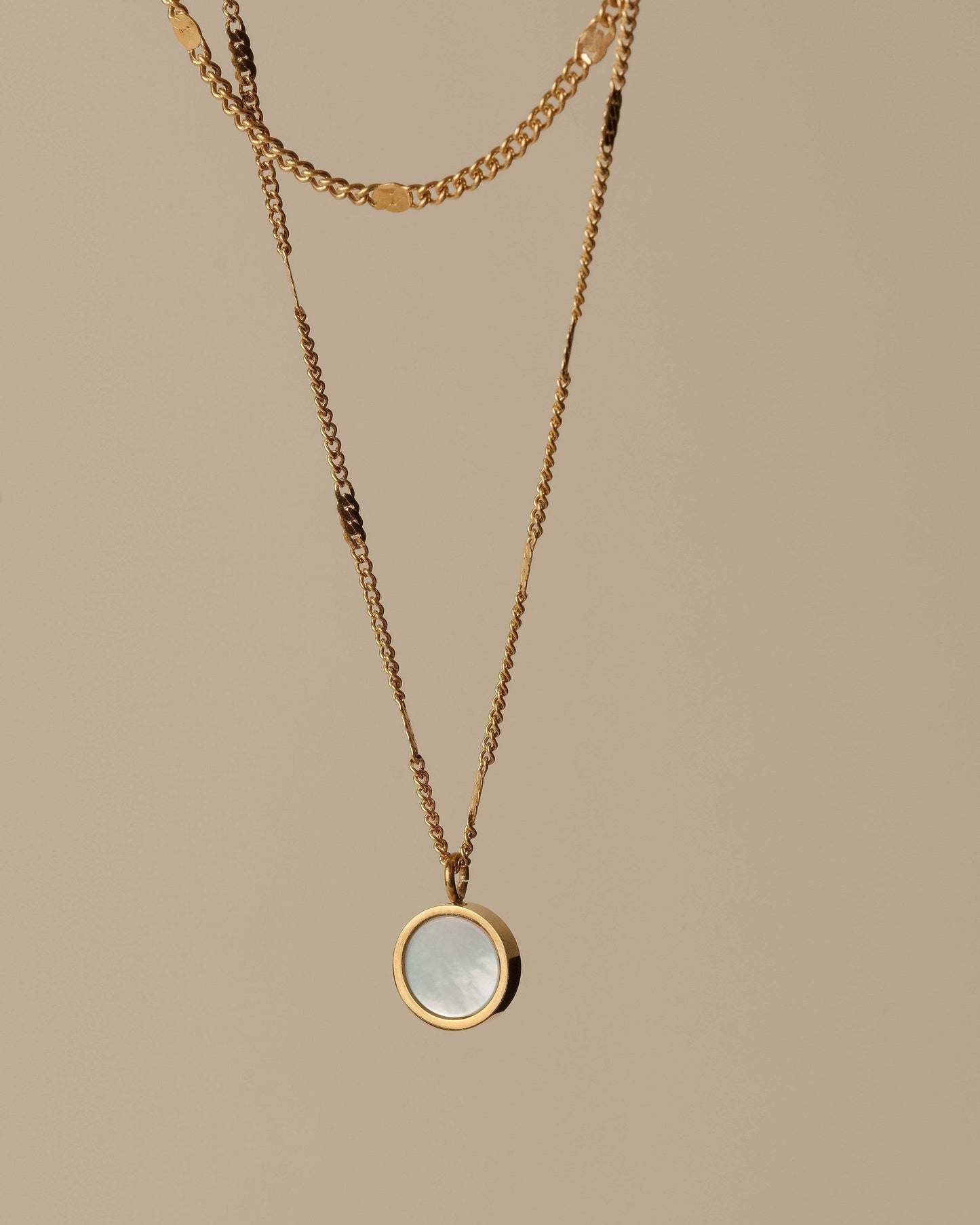 Hunter & Hare - Sara Dual Chain Opal Shell Pendant Necklace