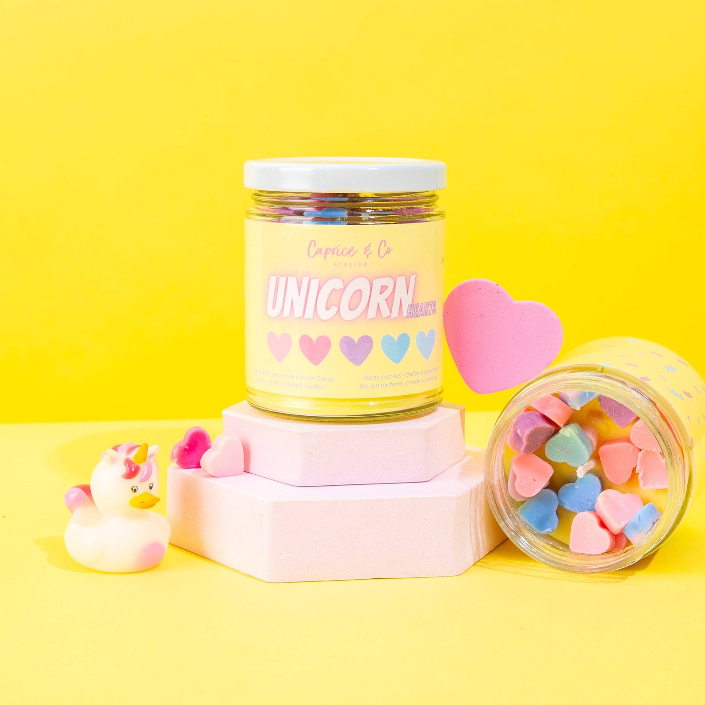Caprice & Co - Unicorn Heart Candle - Sugared Berries + Pink Cotton Candy