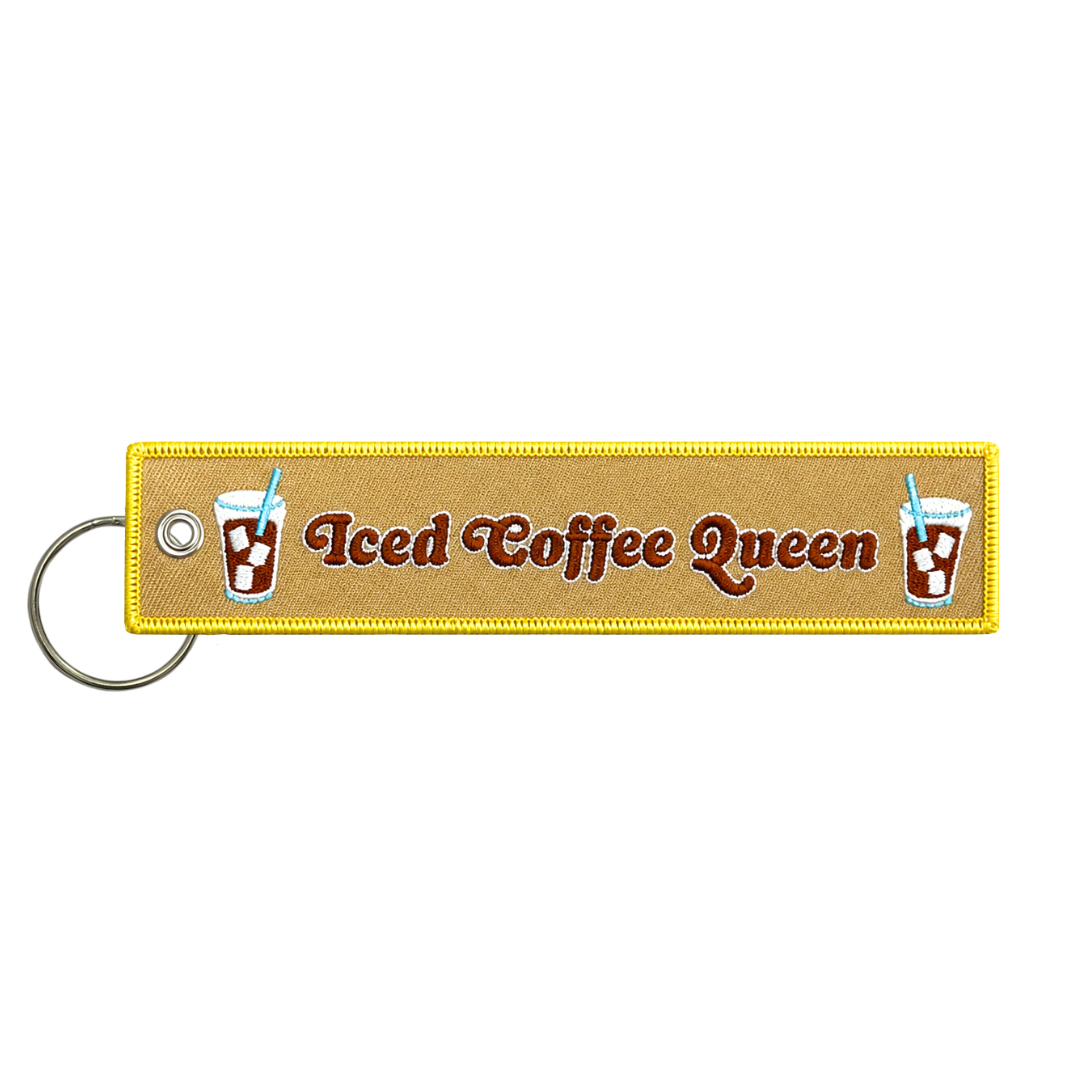 Lucky Goods Paper - Iced Coffee Queen Embroidered Keychain