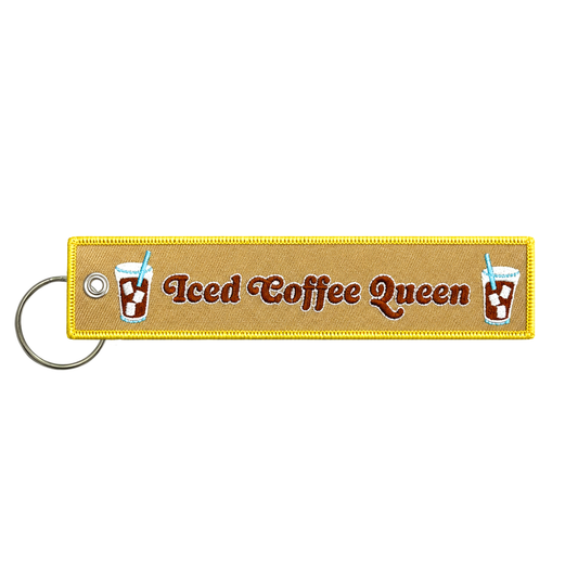 Lucky Goods Paper - Iced Coffee Queen Embroidered Keychain