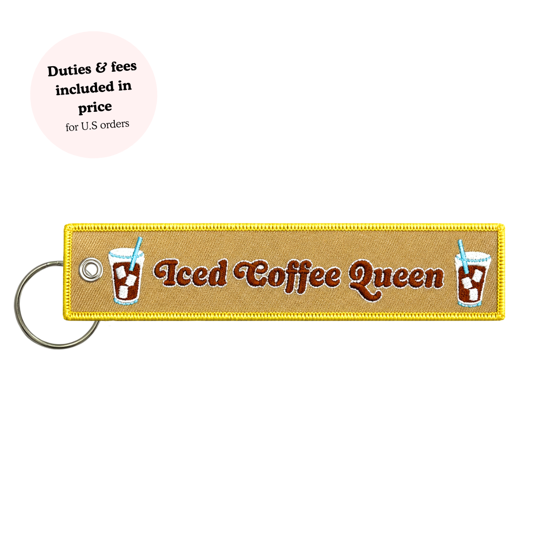 Lucky Goods Paper - Iced Coffee Queen Embroidered Keychain