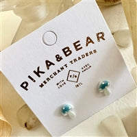 Pika and Bear Porcelain Mushroom Earring