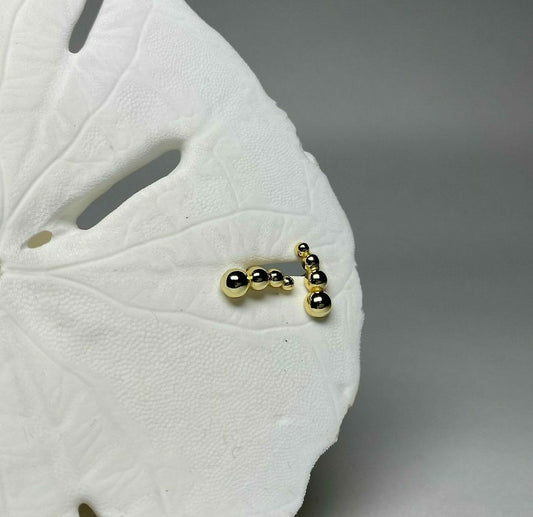 Beaded Crawler Stud Earrings 14kt Gold Plated Sterling Silver .925 – Protective Coating