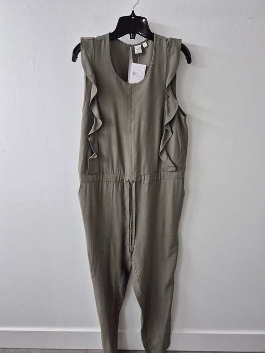 Twik Green Ruffled Front Tie Jumpsuit Size Medium