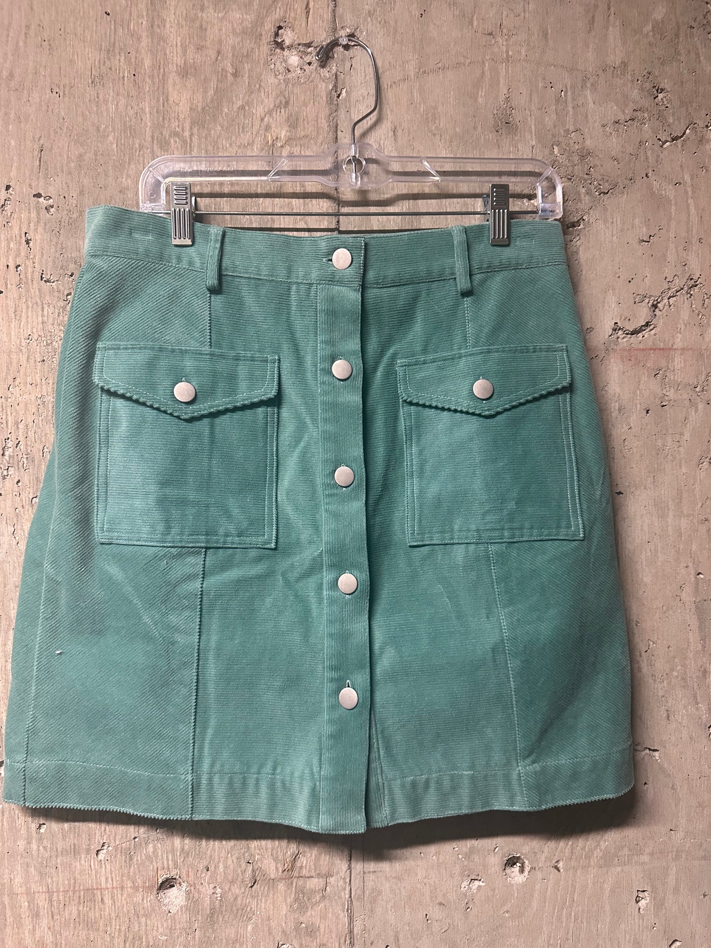 Oliver Bonas Sage Green Cord Mini Skirt