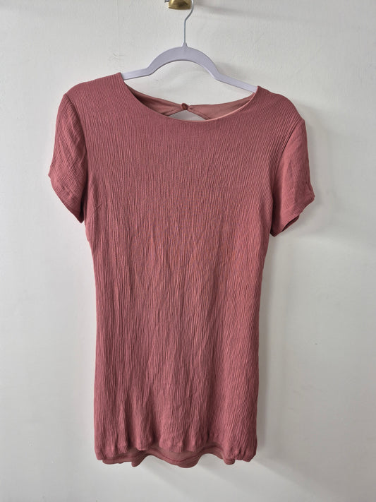 Lulus Cut Out Tie Bow Back Rusty Rose Textured Lined Mini Size Medium