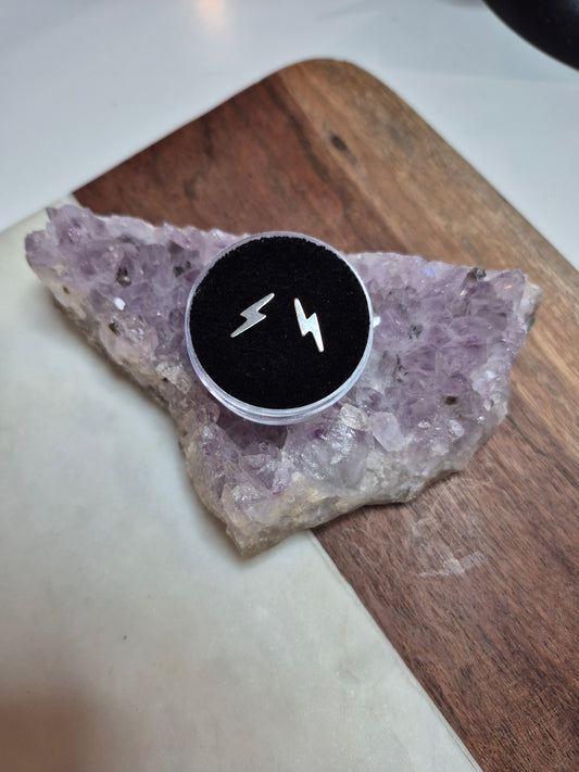 Smooth Lightning Bolt Stud Earrings Sterling Silver .925